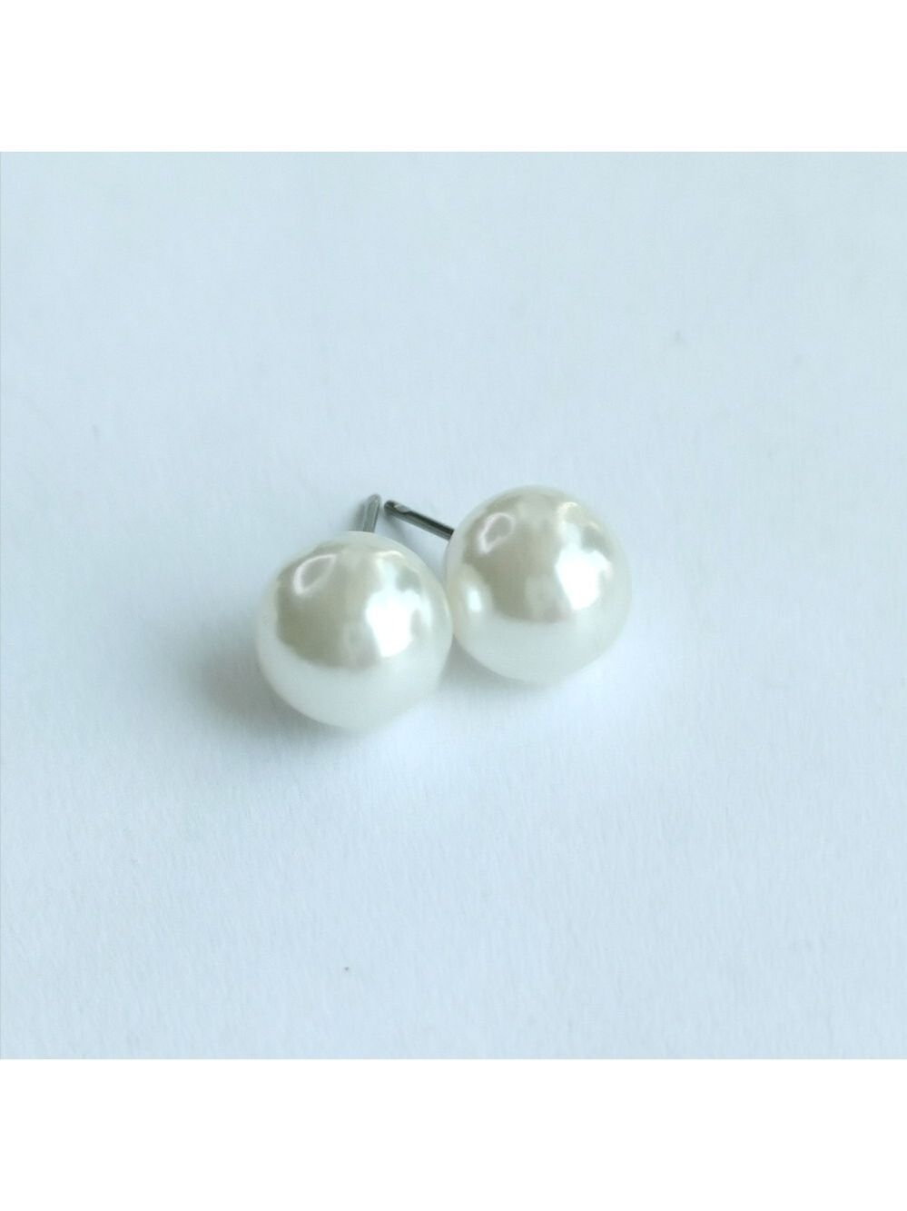 Faux Pearl Stud Earrings Pure White 11mm